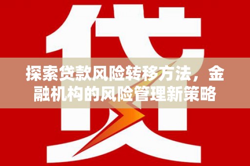 延平探索贷款风险转移方法，金融机构的风险管理新策略